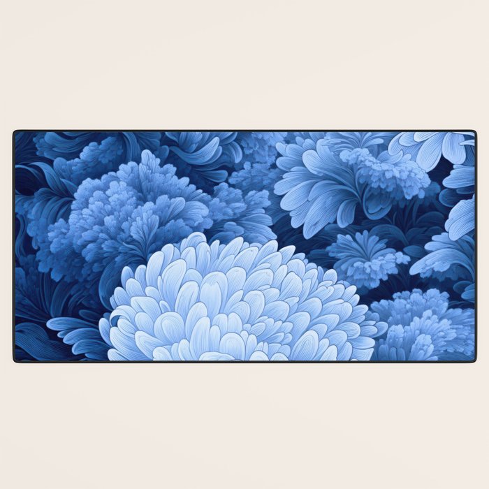 Floral Art Navy Blue Botanical Wall Art Maximalist Poster Dopamine Decor Flower Pattern Gift for Her Desk Mat Gallery Image 3