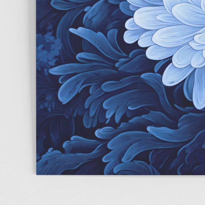 Floral Art Navy Blue Botanical Wall Art Maximalist Poster Dopamine Decor Flower Pattern Gift for Her Poster Gallery Image 3