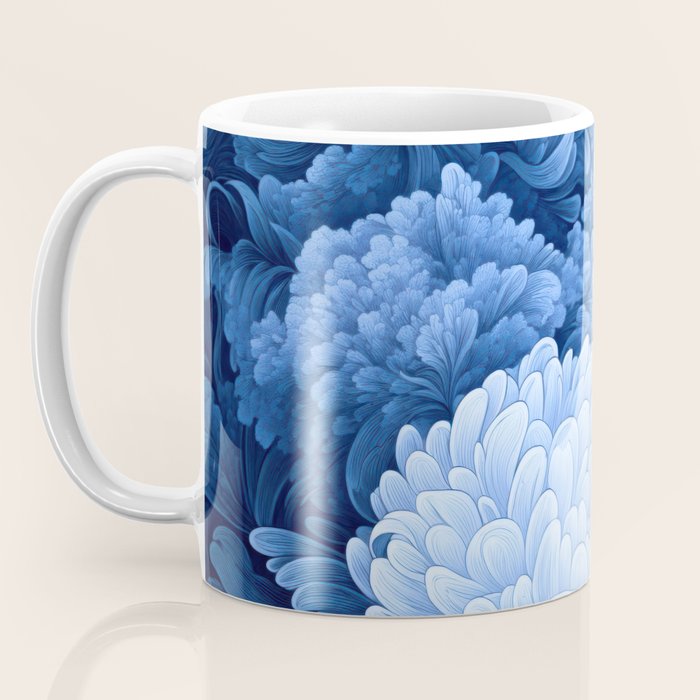 Floral Art Navy Blue Botanical Wall Art Maximalist Poster Dopamine Decor Flower Pattern Gift for Her Coffee Mug Gallery Image 3
