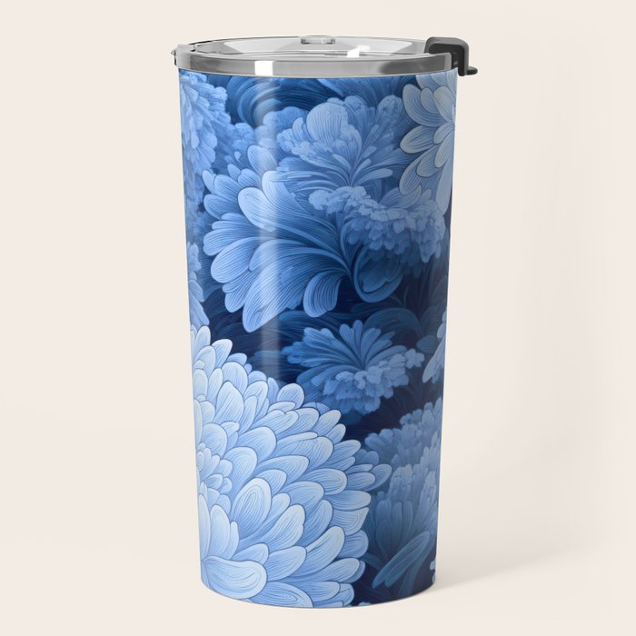 Floral Art Navy Blue Botanical Wall Art Maximalist Poster Dopamine Decor Flower Pattern Gift for Her Travel Mug Gallery Image 2