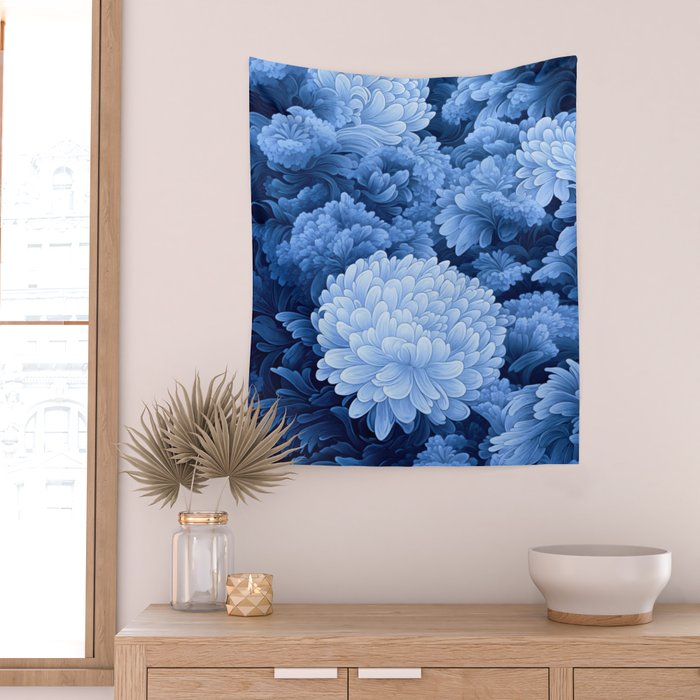 Floral Art Navy Blue Botanical Wall Art Maximalist Poster Dopamine Decor Flower Pattern Gift for Her Wall Tapestry Gallery Image 2