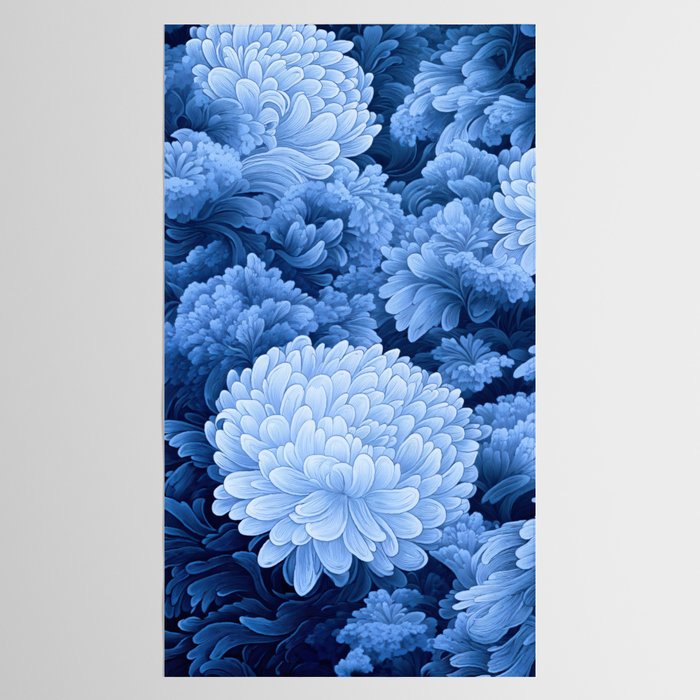Floral Art Navy Blue Botanical Wall Art Maximalist Poster Dopamine Decor Flower Pattern Gift for Her Tablecloth Gallery Image 2