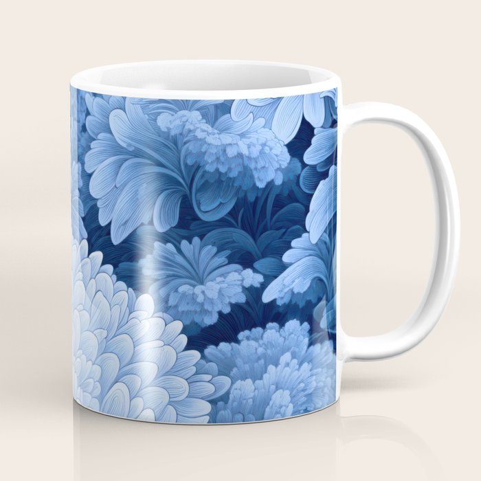 Floral Art Navy Blue Botanical Wall Art Maximalist Poster Dopamine Decor Flower Pattern Gift for Her Coffee Mug Gallery Image 1