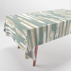 Colorful Stripes, Green and Beige, Abstract Art Tablecloth Gallery Image 1