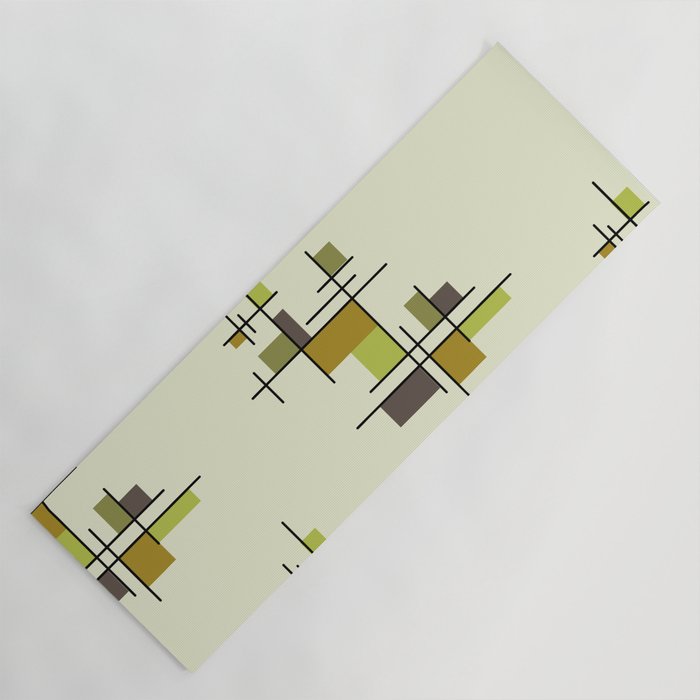 Mid Century Modern Geometric Chartreuse Yoga Mat Gallery Image 1