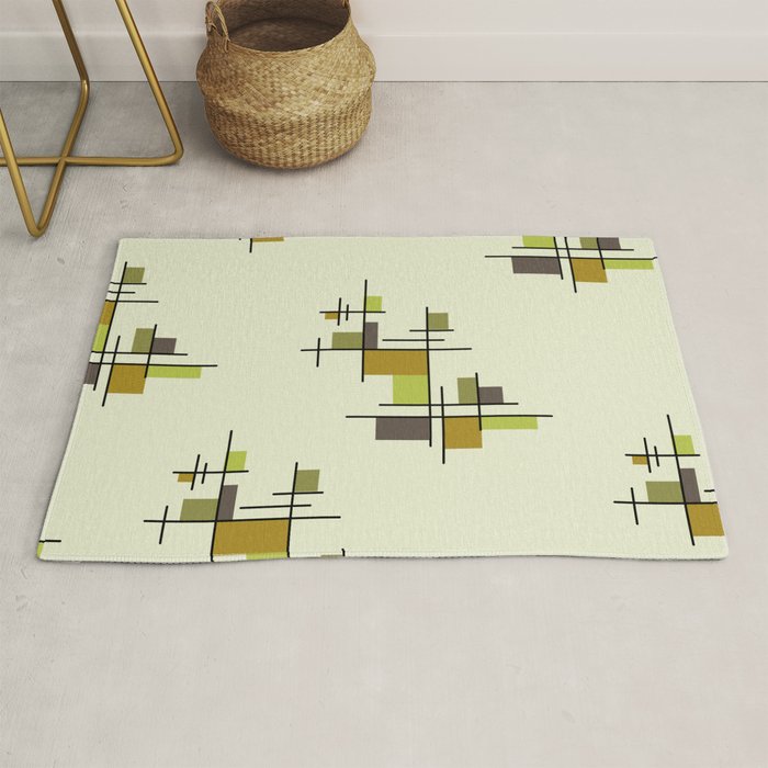 Mid Century Modern Geometric Chartreuse Rug Gallery Image 1