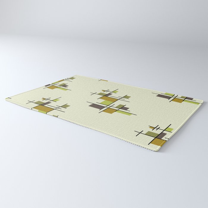 Mid Century Modern Geometric Chartreuse Rug Gallery Image 3