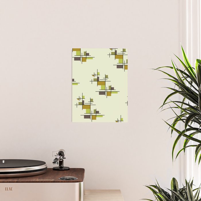 Mid Century Modern Geometric Chartreuse Poster Gallery Image 2