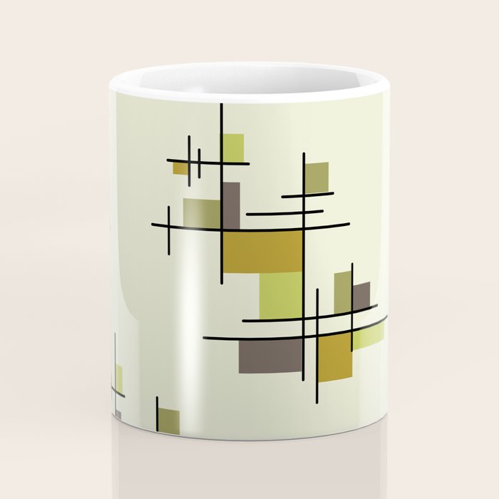 Mid Century Modern Geometric Chartreuse Coffee Mug Gallery Image 4