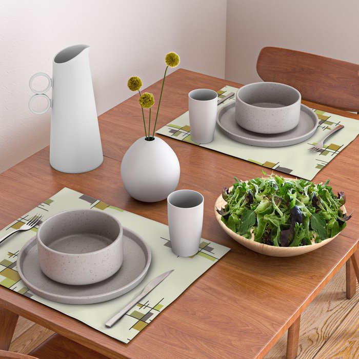 Mid Century Modern Geometric Chartreuse Placemat Gallery Image 2