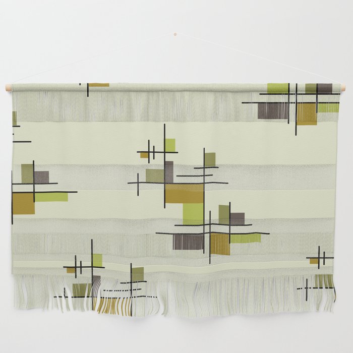 Mid Century Modern Geometric Chartreuse Wall Hanging Gallery Image 1