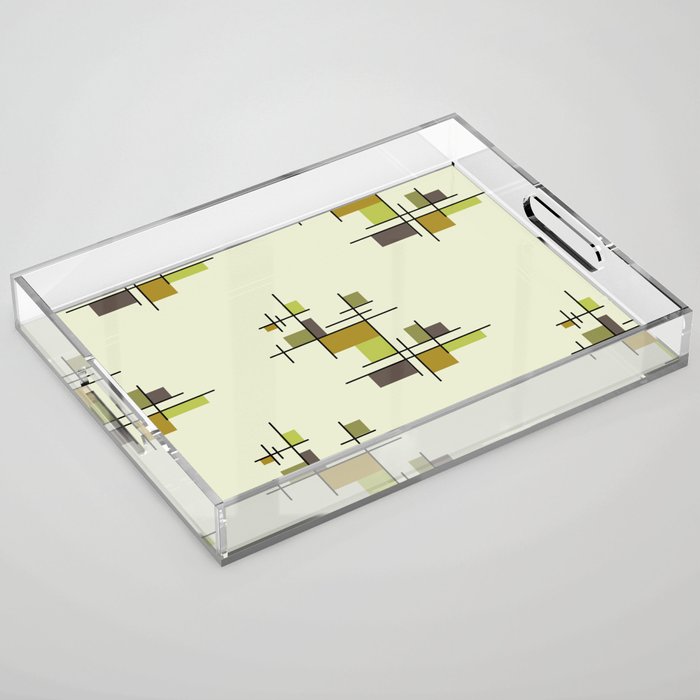 Mid Century Modern Geometric Chartreuse Acrylic Tray Gallery Image 1