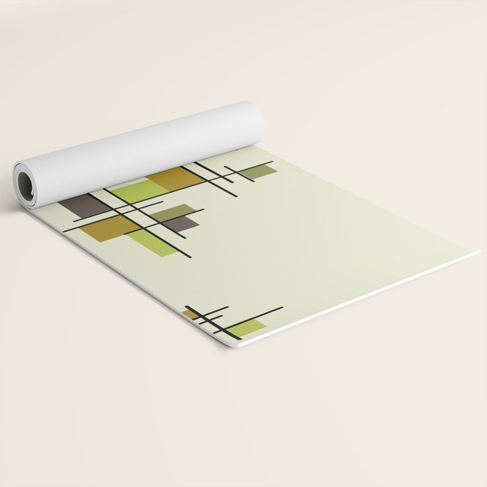 Mid Century Modern Geometric Chartreuse Yoga Mat Gallery Image 2