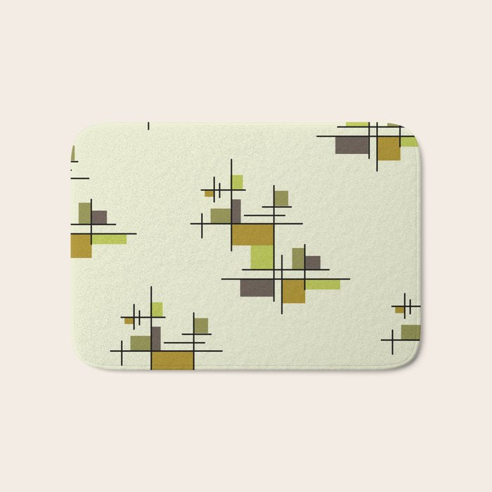 Mid Century Modern Geometric Chartreuse Bath Mat Gallery Image 1