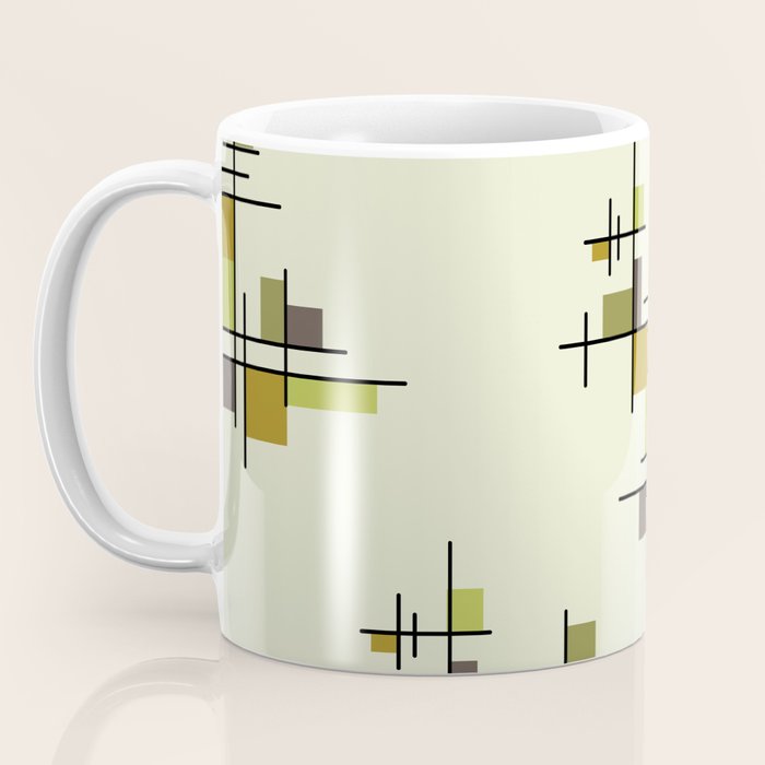 Mid Century Modern Geometric Chartreuse Coffee Mug Gallery Image 3