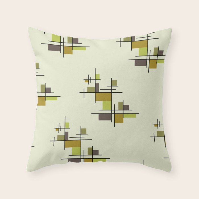 Mid Century Modern Geometric Chartreuse Throw Pillow Gallery Image 1