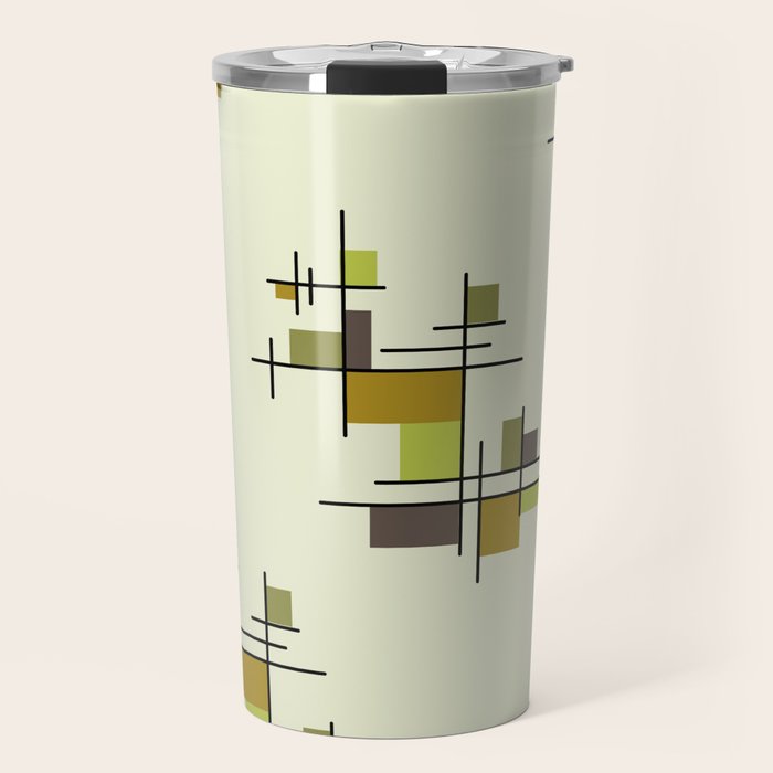 Mid Century Modern Geometric Chartreuse Travel Mug Gallery Image 1