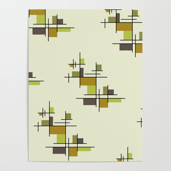 Mid Century Modern Geometric Chartreuse Poster Gallery Image 1