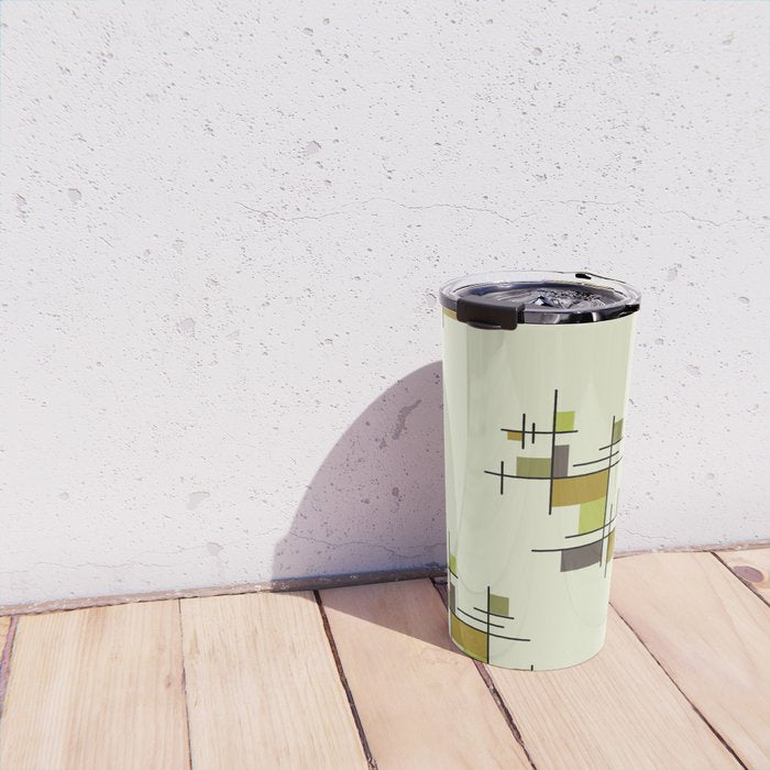 Mid Century Modern Geometric Chartreuse Travel Mug Gallery Image 4