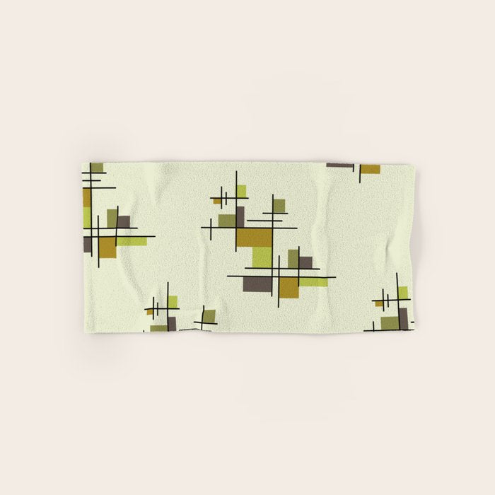 Mid Century Modern Geometric Chartreuse Bath Towel Gallery Image 1