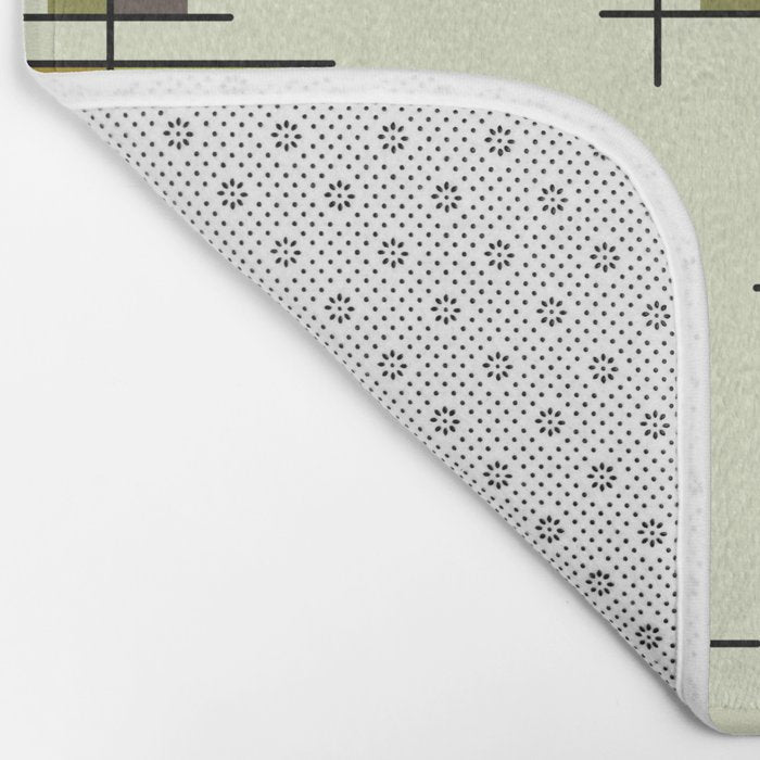 Mid Century Modern Geometric Chartreuse Bath Mat Gallery Image 2