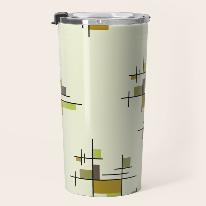 Mid Century Modern Geometric Chartreuse Travel Mug Gallery Image 3