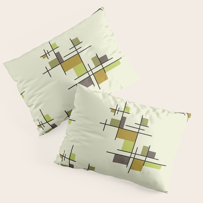 Mid Century Modern Geometric Chartreuse Pillow Sham Gallery Image 3
