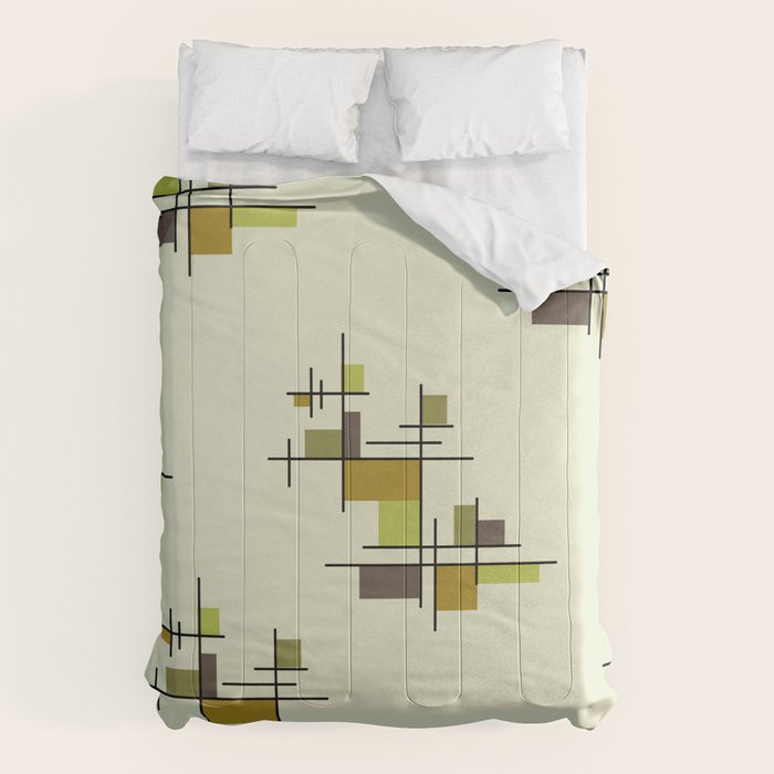 Mid Century Modern Geometric Chartreuse Comforter Gallery Image 6