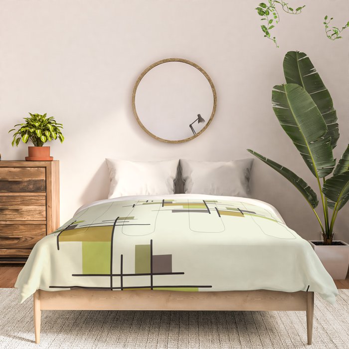 Mid Century Modern Geometric Chartreuse Comforter Gallery Image 3