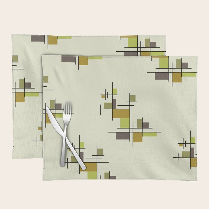 Mid Century Modern Geometric Chartreuse Placemat Gallery Image 1