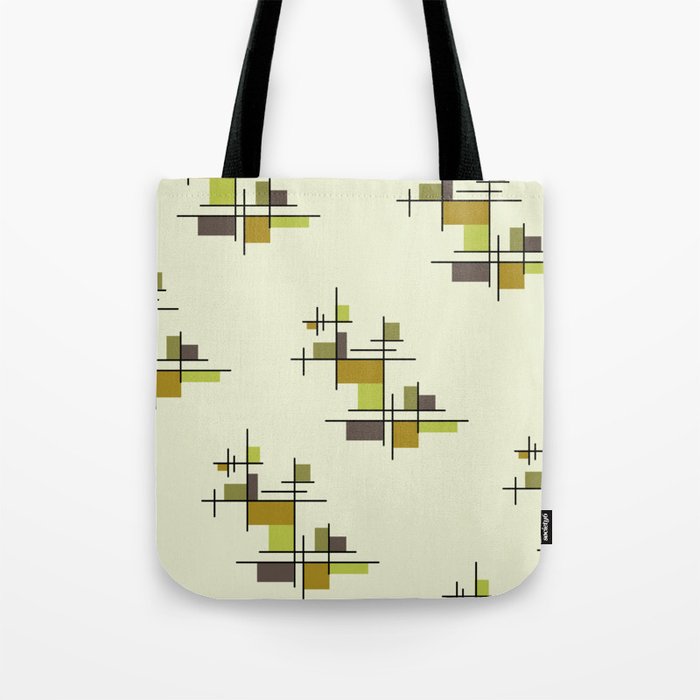 Mid Century Modern Geometric Chartreuse Tote Bag Gallery Image 1