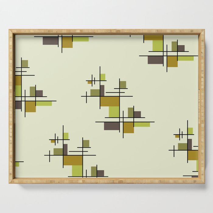 Mid Century Modern Geometric Chartreuse Serving Tray Gallery Image 1
