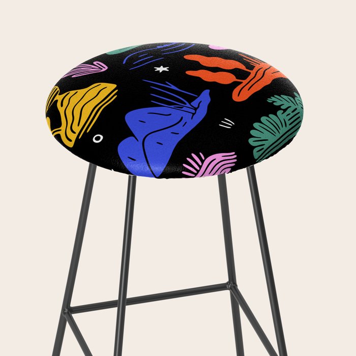 Colorful nature landscape doodle pattern Stool Gallery Image 2