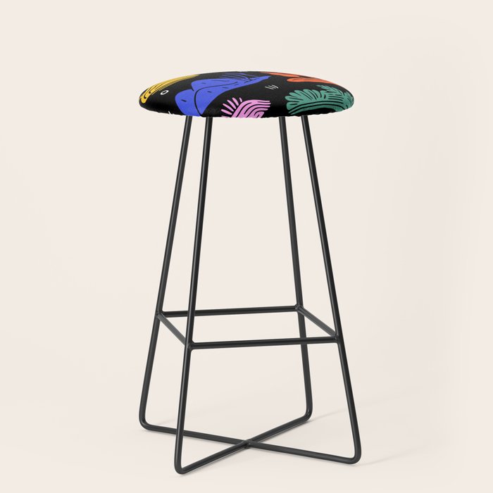 Colorful nature landscape doodle pattern Stool Gallery Image 1