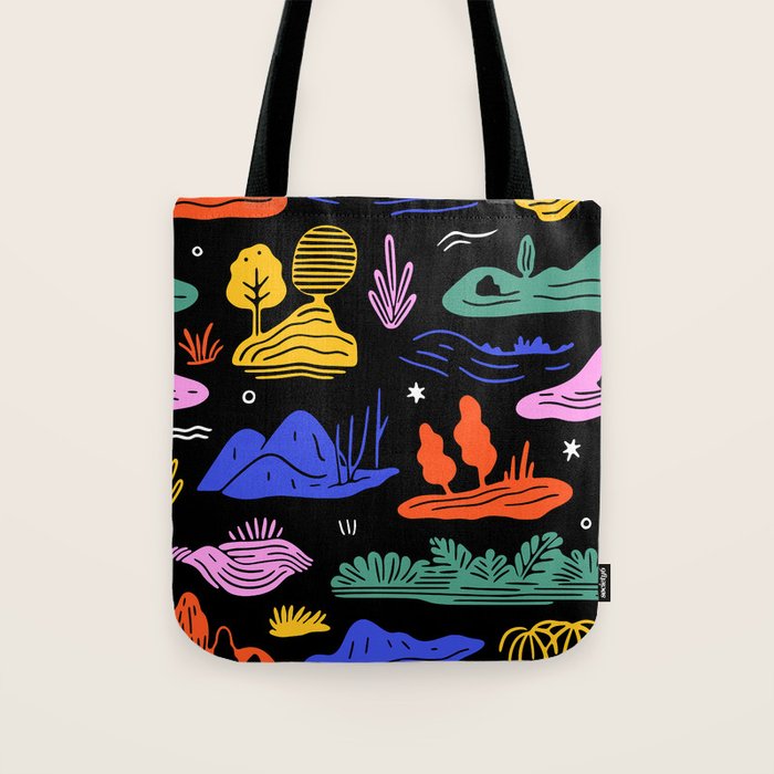 Colorful nature landscape doodle pattern Tote Bag Gallery Image 1