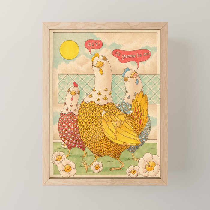 Motivational Chickens Mini Art Print Gallery Image 1
