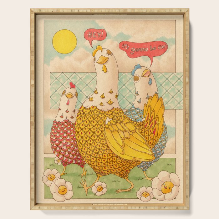 Motivational Chickens Serving Tray Gallery Image 1