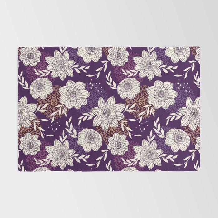 Dahlia Flowers Pattern - Purple and Yellow Rug Gallery Image 2
