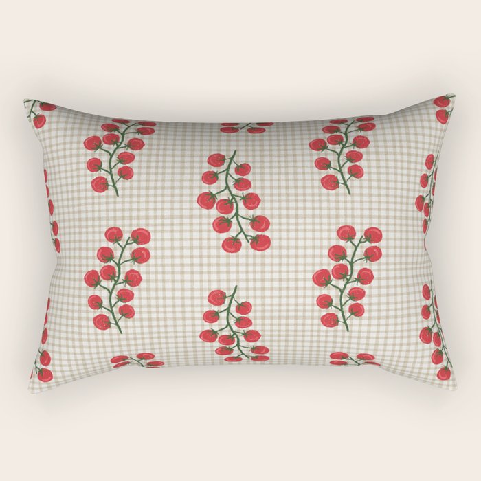 Cherry Tomato Plaid Farmers Market Rectangular Pillow Gallery Image 1