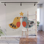 Festive Birds and Star Wall Mural Gallery Image 1