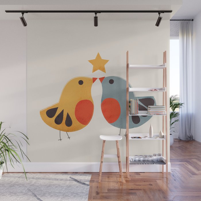 Festive Birds and Star Wall Mural Gallery Image 1