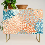 Festive, Floral Prints, Blooms, Orange, Teal Credenza Gallery Image 1