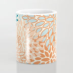 Festive, Floral Prints, Blooms, Orange, Teal Coffee Mug Gallery Image 4