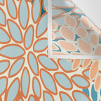 Festive, Floral Prints, Blooms, Orange, Teal Wall Tapestry Gallery Image 3