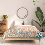 Festive, Floral Prints, Blooms, Orange, Teal Comforter Gallery Image 3