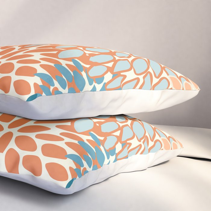 Festive, Floral Prints, Blooms, Orange, Teal Pillow Sham Gallery Image 3
