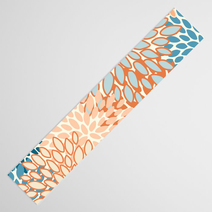 Festive, Floral Prints, Blooms, Orange, Teal Table Runner Gallery Image 3