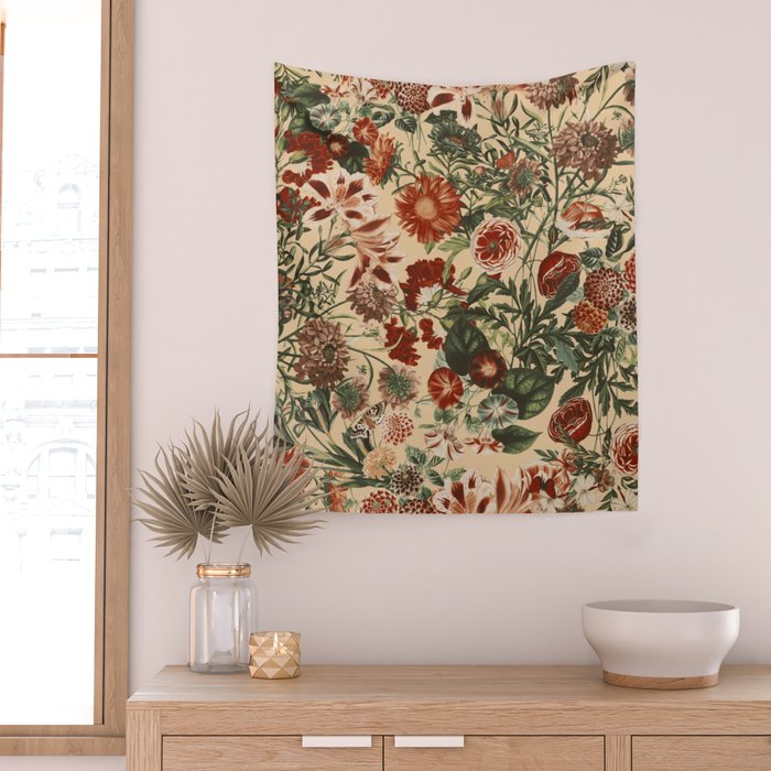 Vintage Flower Garden Wall Tapestry Gallery Image 2