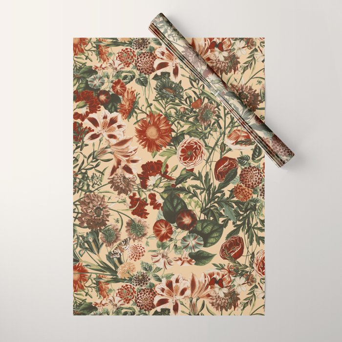 Vintage Flower Garden Wrapping Paper Gallery Image 1