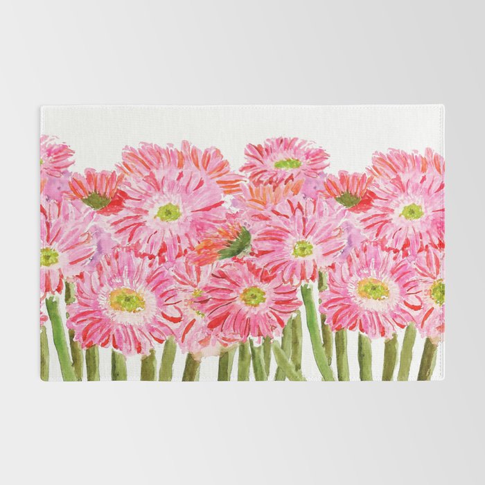 Pink Gerbera Daisy watercolor Rug Gallery Image 2